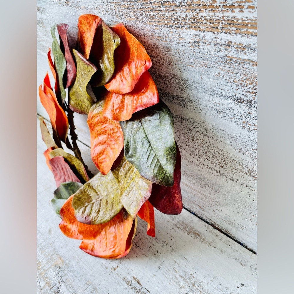 *Fall Magnolia Leaves Wreath, 14” - Picture 11 of 11